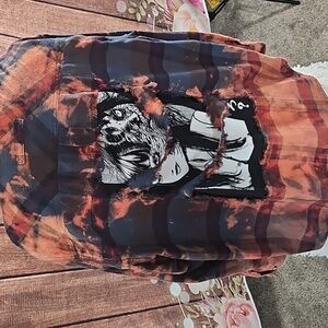 Custum Flannel 2 Face Horror Fringed Design Fit Sm-1x